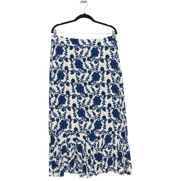 MUDO Collection Blue & White Floral Midi Skirt Size XL - Picture 2 of 7